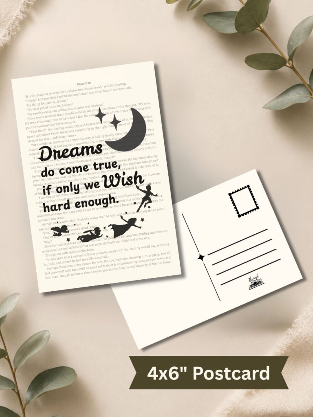 Peter Pan Book Page Postcard Mini Art Print